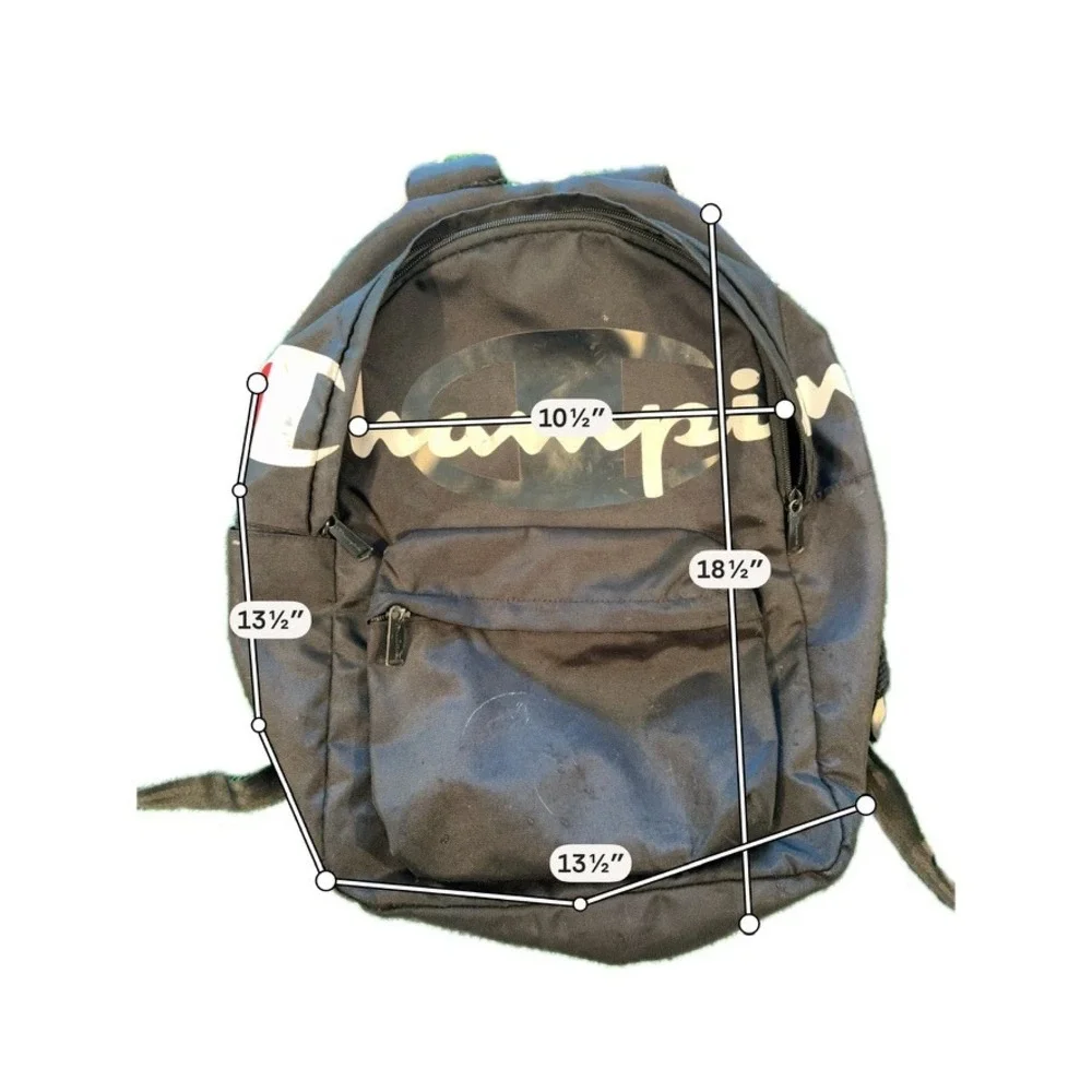 Champion Backpack Unisex OS Black Good Script Logo Canvas School Bag